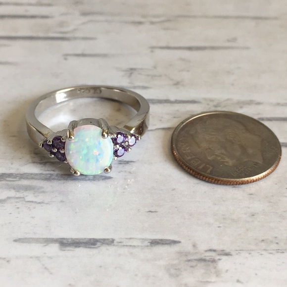 💍 Sterling Silver White Opal Ring Sz 7 💎 - Picture 4 of 4